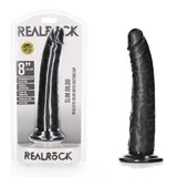 REALROCK Realistic Slim Dildo with Suction Cup - Black (8'') - DONGS