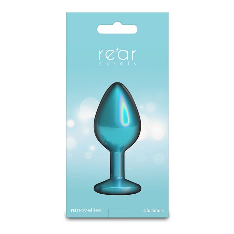 Rear Assets Iridescent - Iridescent Teal 8.2 cm Medium Butt Plug - ANAL TOYS