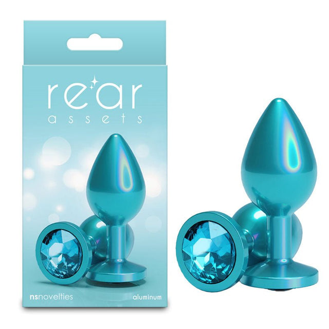 Rear Assets Iridescent - Iridescent Teal 8.2 cm Medium Butt Plug - ANAL TOYS