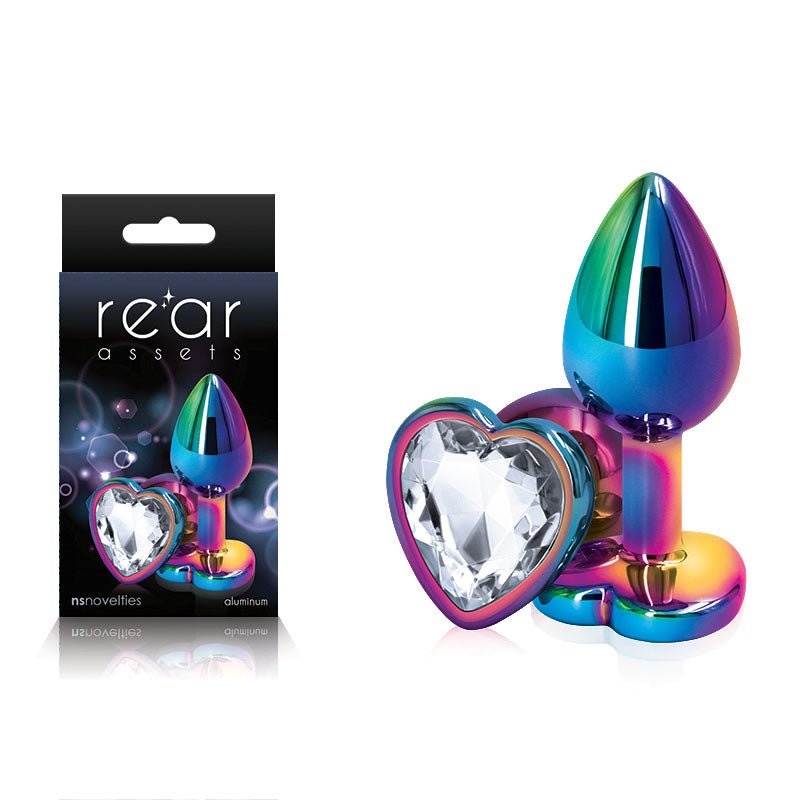 Rear Assets Multi Coloured Heart - Clear Heart Gem Base - ANAL TOYS