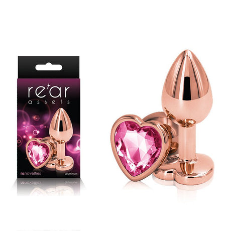 Rear Assets Rose Gold Heart Small - Pink Heart Gem Base - ANAL TOYS