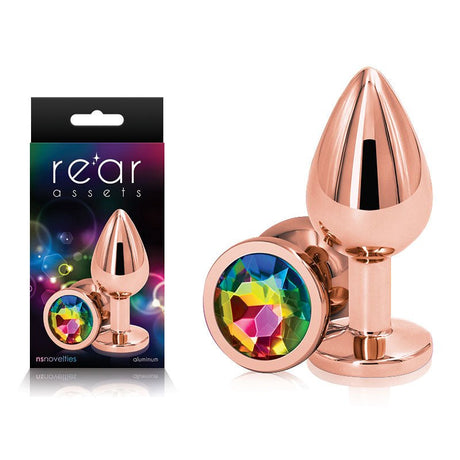 Rear Assets Rose Gold Medium - Rainbow Gem Base - ANAL TOYS