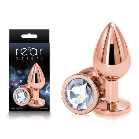 Rear Assets Rose Gold Medium with Clear Gem Base - ANAL TOYS - Naughty by Nature Adult Store