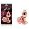 Rear Assets Rose - Small - Rose Gold 7.6 cm Metal Butt Plug with Pink Rose Base - Anal Toys