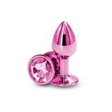 Rear Assets - Small Metal Butt Plug with Pink Round Gem Base - ANAL TOYS