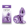 Rear Assets - Small Metal Butt Plug with Purple Round Gem Base - ANAL TOYS
