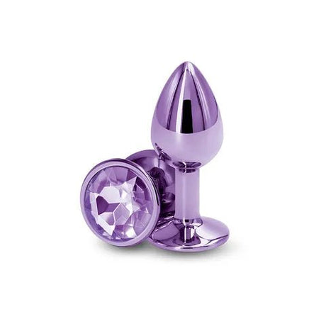 Rear Assets - Small Metal Butt Plug with Purple Round Gem Base - ANAL TOYS