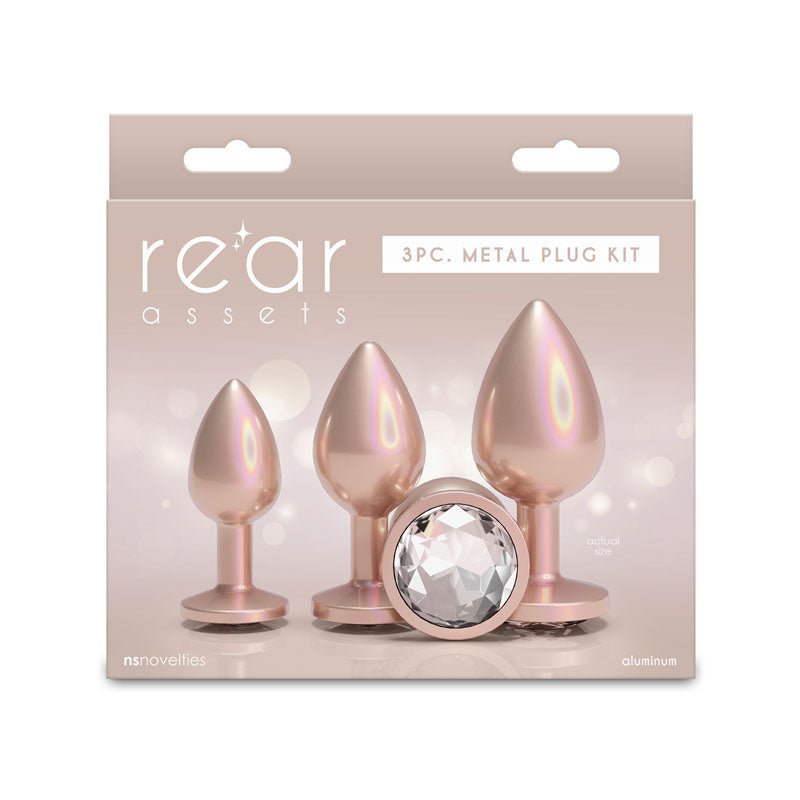 Rear Assets Trainer Kit - Iridescent Champagne Metallic Butt Plugs - Set of 3 Sizes - ANAL TOYS