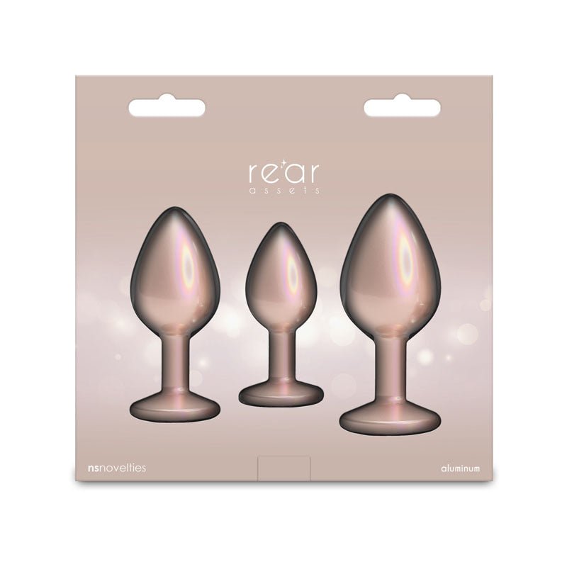 Rear Assets Trainer Kit - Iridescent Champagne Metallic Butt Plugs - Set of 3 Sizes - ANAL TOYS