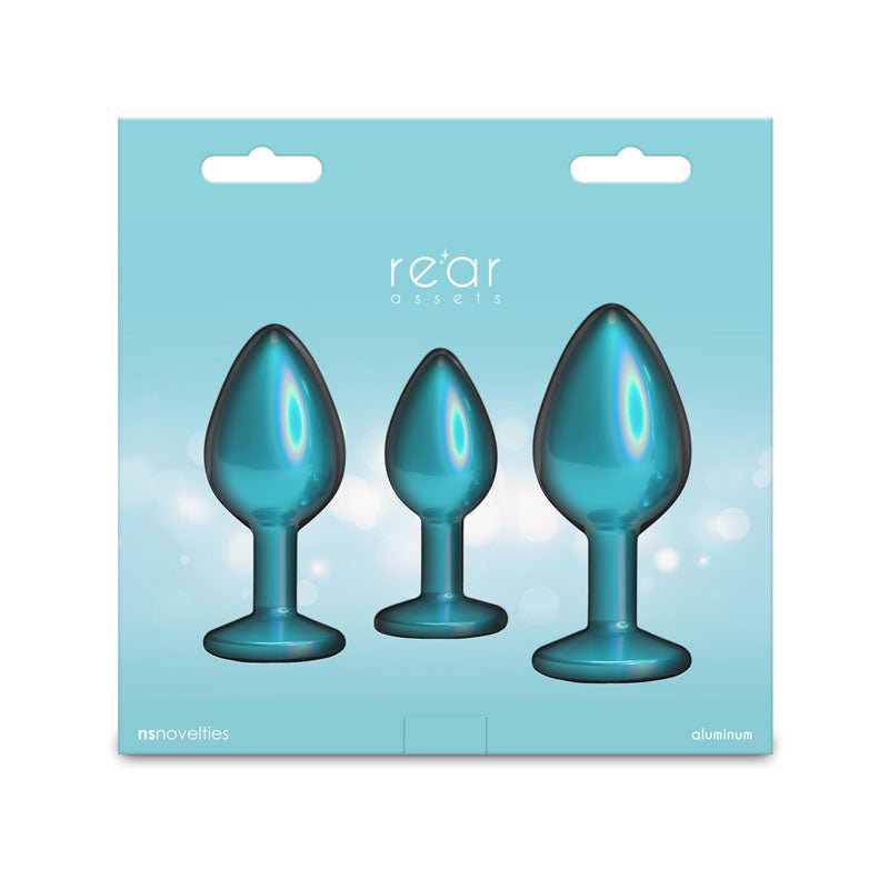 Rear Assets Trainer Kit - Iridescent Teal Metallic Butt Plugs - Set of 3 Sizes - ANAL TOYS