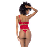 Red 3 Pc Set w/ Bra, Panties and Flexible Corset - Lingerie