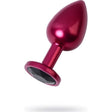 Red Metal Anal Plug w Black Crystal Medium - Adult Toys