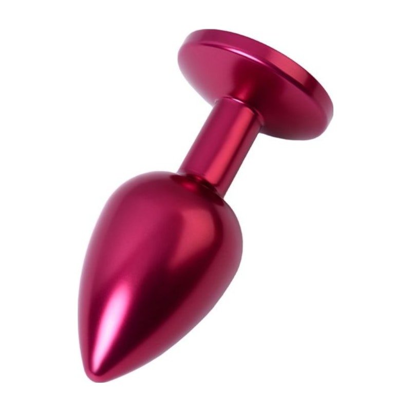 Red Metal Anal Plug w Red Crystal Small - Adult Toys