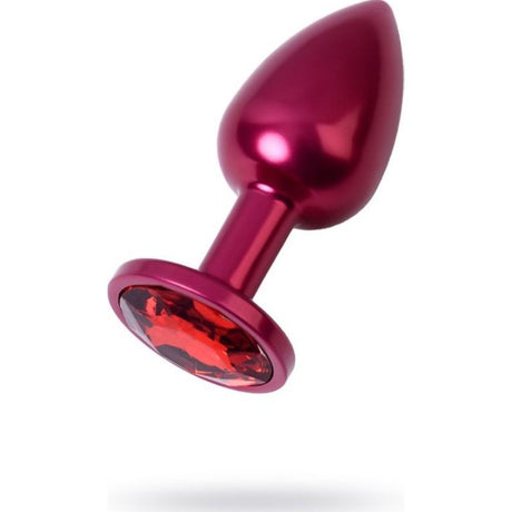 Red Metal Anal Plug w Red Crystal Small - Adult Toys
