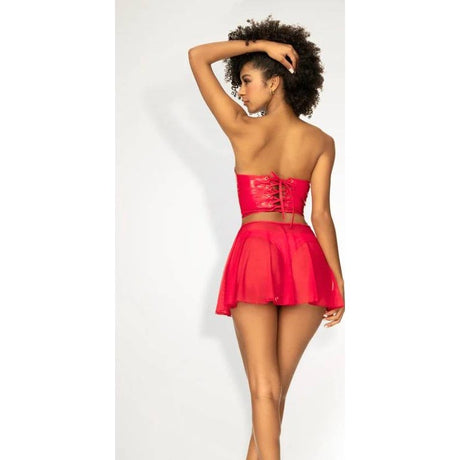 Red Vinyl Bustier and Thong 2 in 1 Set - Lingerie