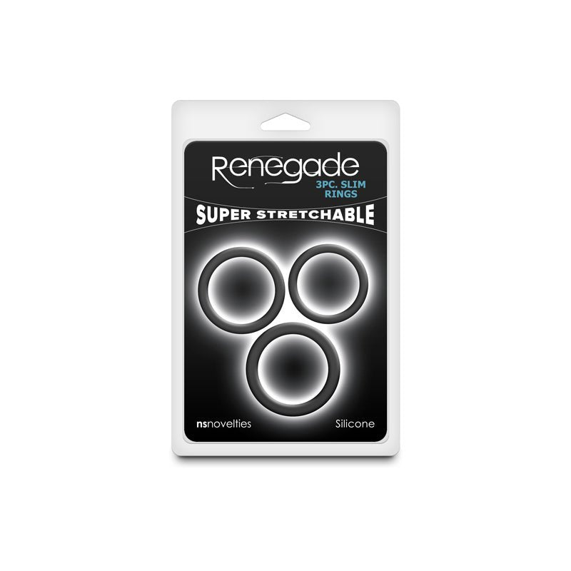 Renegade 3pc Slim Rings - Black Cock Rings - Set of 3 Sizes - COCK RINGS