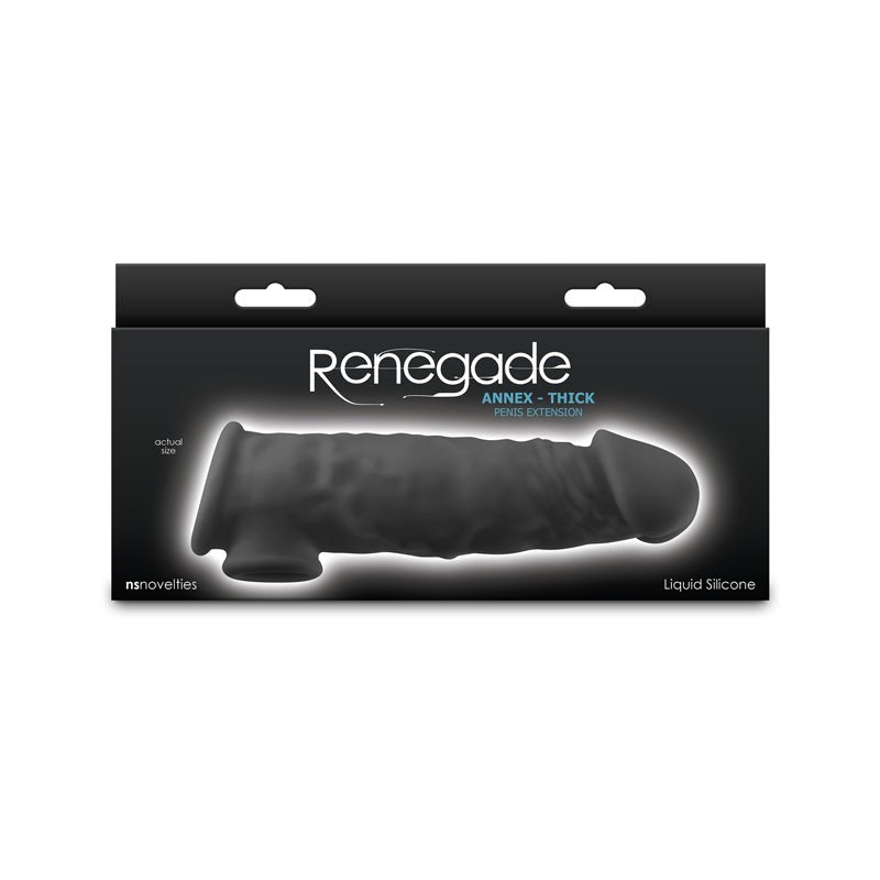 Renegade Annex - Thick Black 18.6 cm Penis Extender Sleeve - SLEEVES - Naughty by Nature Adult Store