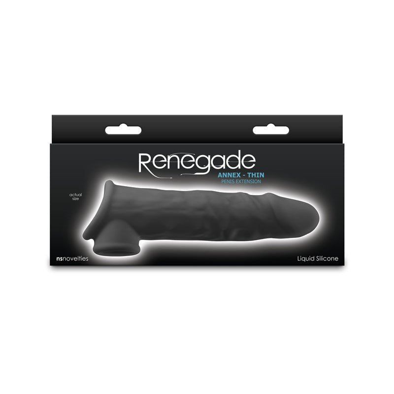 Renegade Annex - Thin Black 19.4 cm Penis Extender Sleeve - SLEEVES - Naughty by Nature Adult Store
