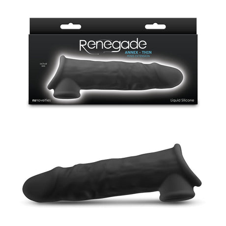 Renegade Annex - Thin Black 19.4 cm Penis Extender Sleeve - SLEEVES - Naughty by Nature Adult Store