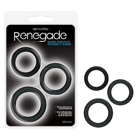 Renegade Diversity Rings - Black Cock Rings - Set of 3 Sizes - COCK RINGS