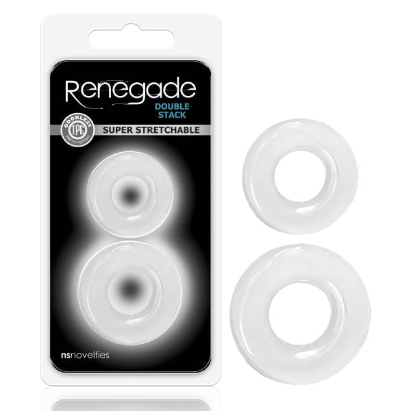 Renegade Double Stack - Clear Cock Rings Set of 2 - COCK RINGS