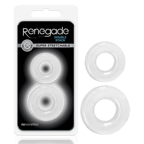 Renegade Double Stack - Clear Cock Rings Set of 2 - COCK RINGS