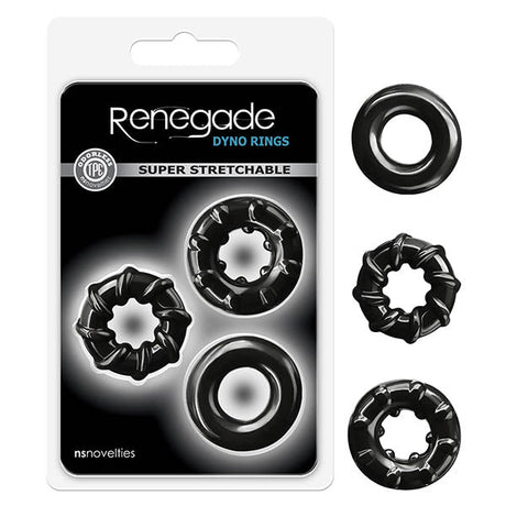 Renegade - Dyno Rings - Black Cock Rings - Set of 3 - COCK RINGS