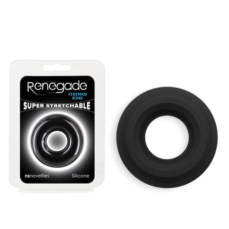 Renegade Fireman Ring - Medium - Black - Black Medium Cock Ring - COCK RINGS