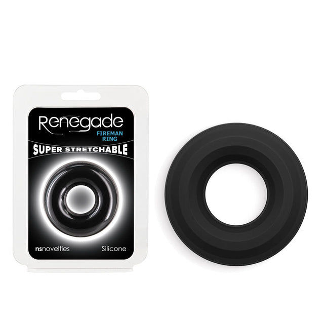 Renegade Fireman Ring - Medium - Black - Black Medium Cock Ring - COCK RINGS