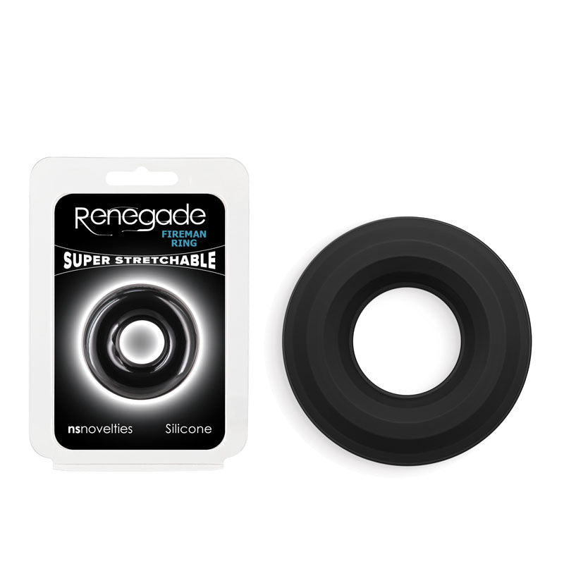 Renegade Fireman Ring - Small - Black - Black Small Cock Ring - COCK RINGS