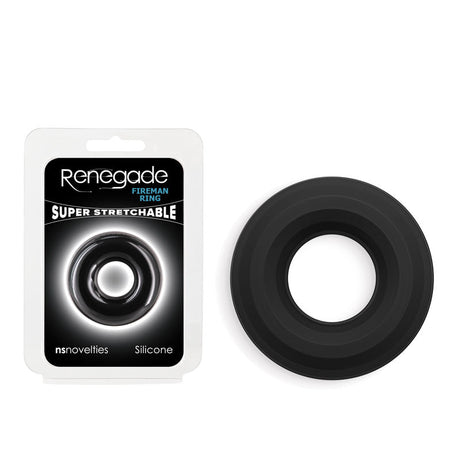 Renegade Fireman Ring - Small - Black - Black Small Cock Ring - COCK RINGS