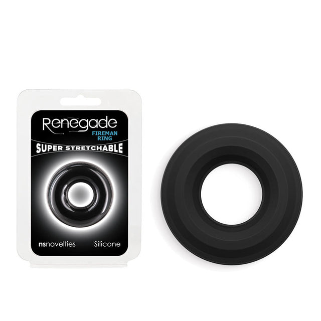 Renegade Fireman Ring - Small - Black - Black Small Cock Ring - COCK RINGS