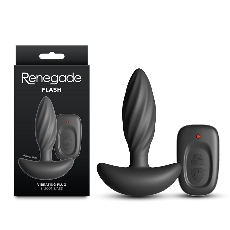 Renegade Flash Black 10.3 cm USB Rechargeable Vibrating Butt Plug - ANAL TOYS