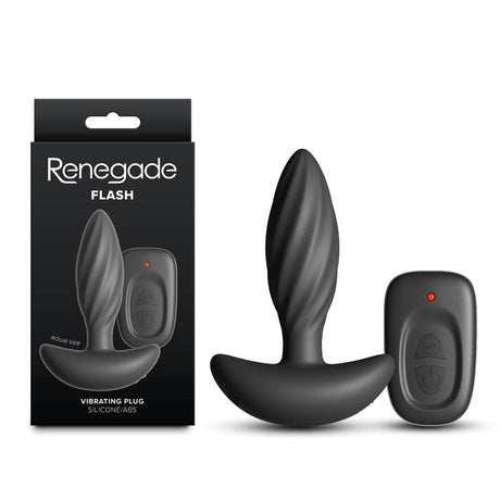 Renegade Flash Black 10.3 cm USB Rechargeable Vibrating Butt Plug - ANAL TOYS