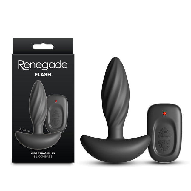 Renegade Flash Black 10.3 cm USB Rechargeable Vibrating Butt Plug - ANAL TOYS
