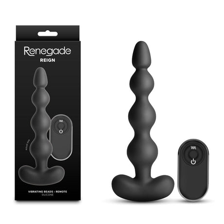 Renegade Reign Black 17.9 cm USB Rechargeable Vibrating Anal Beads With Remote - ANAL TOYS