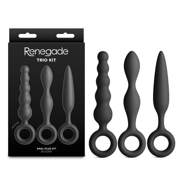 Renegade Trio Kit Black Butt Plugs Set Of Three For Pleasure - ANAL TOYS