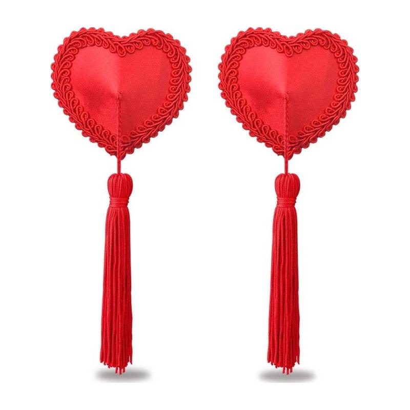 Reusable Red Heart Tassels Nipple Pasties - Adult Toys