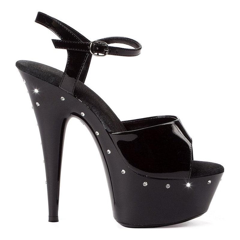 Rhinestone Platform Black 6in - Lingerie