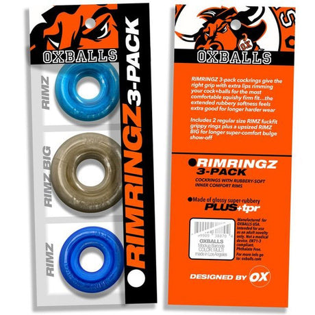 RimRingz 3 Pc Multi Size Blue - Naughty by Nature Adult Store