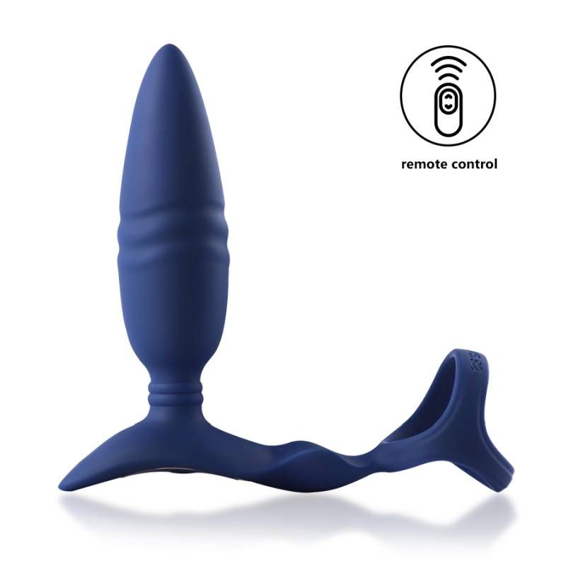 Ring'n'Rear Dual Thrusting Anal Probe with Cockring and Remote - Adult Toys