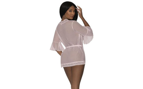 Robe with Lace Trim Blush - Lingerie