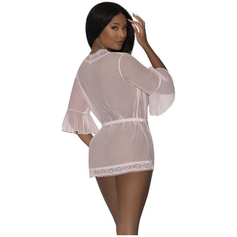 Robe with Lace Trim Blush - Lingerie