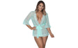 Robe with Lace Trim Turquoise - Lingerie
