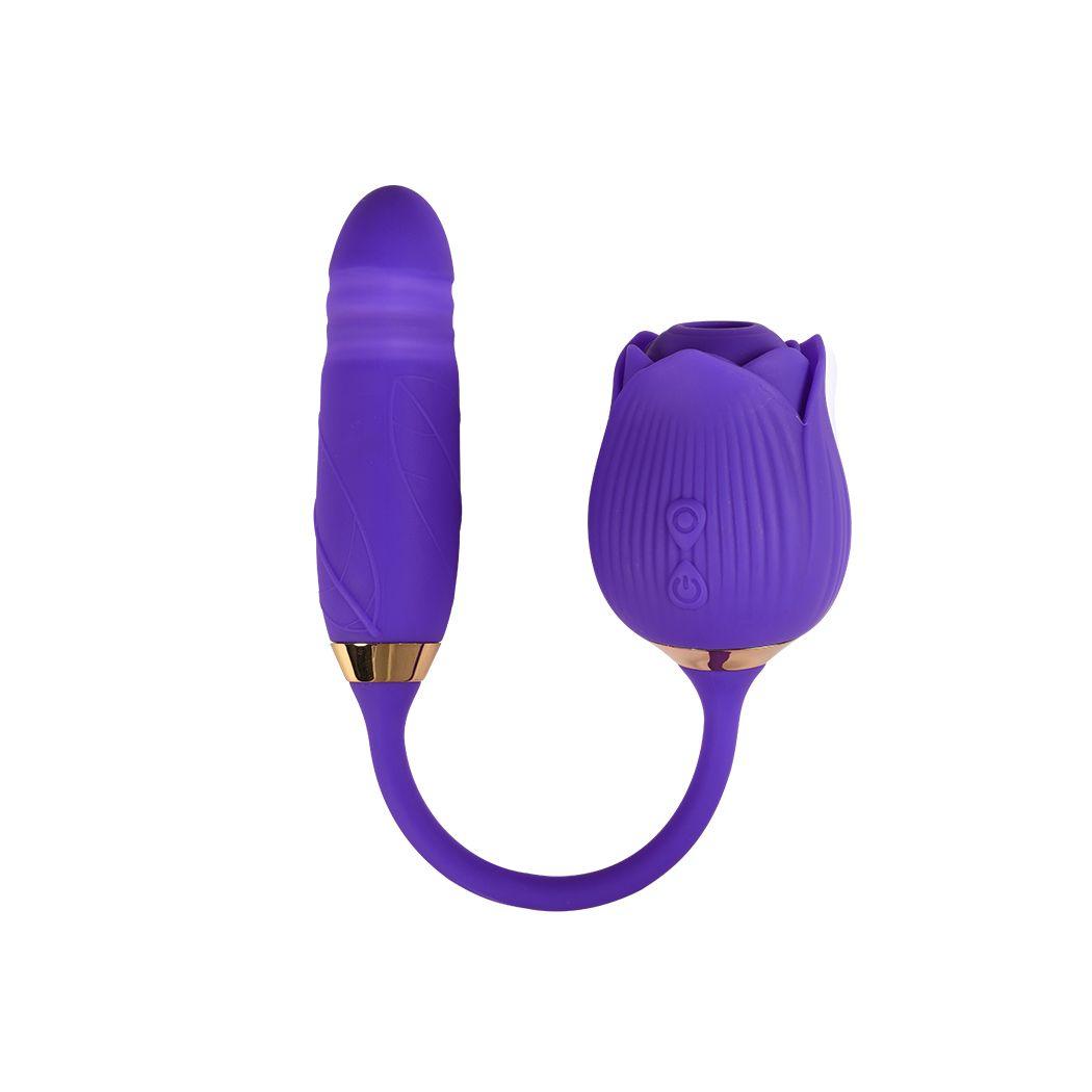 Rose Vibrator Sucking Thrusting Dildo - Sex Toys
