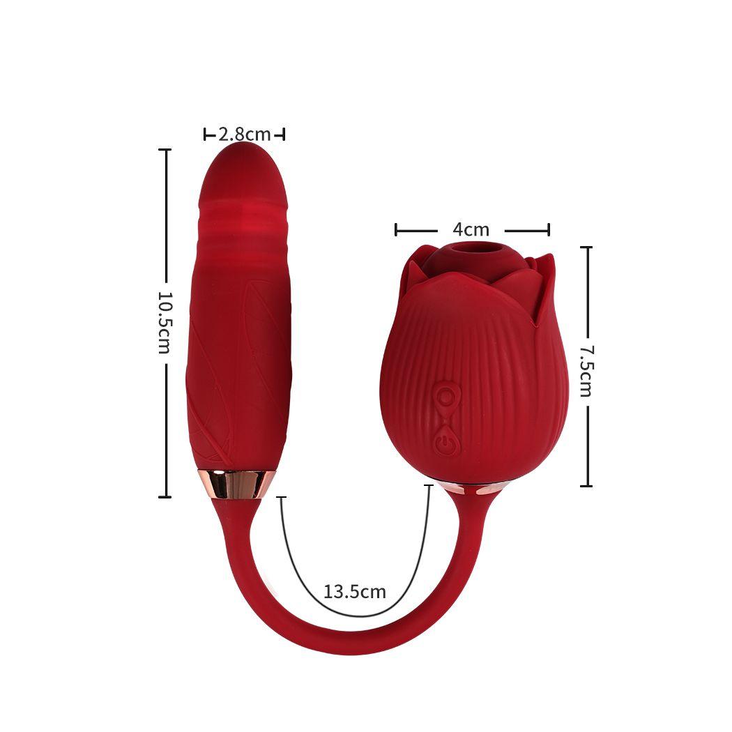 Rose Vibrator Sucking Thrusting Dildo - Sex Toys