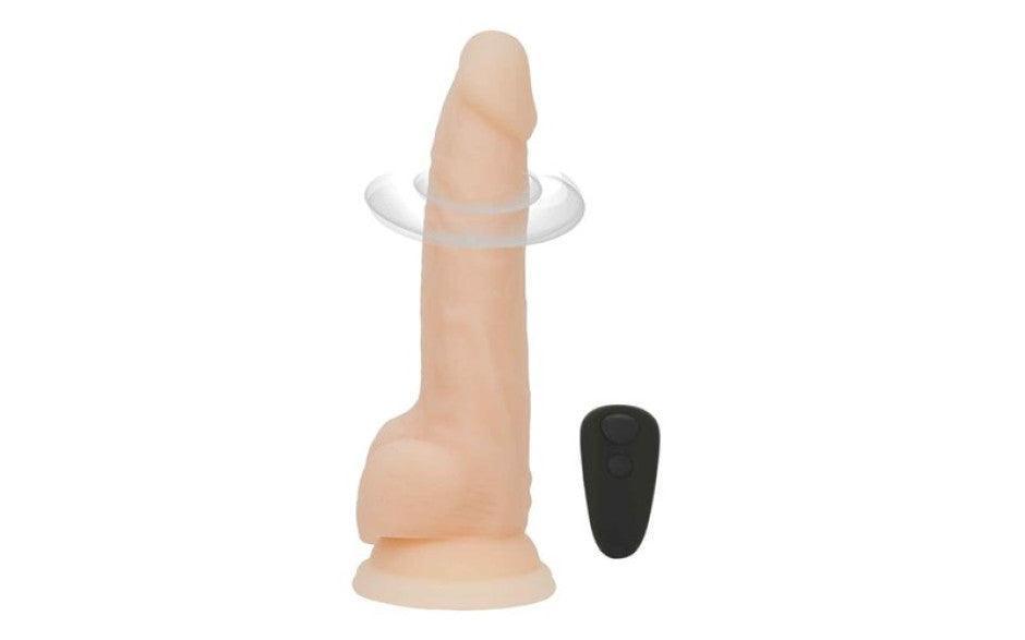 Rotating 8in Vibrating Dildo w Remote Vanilla - Adult Toys