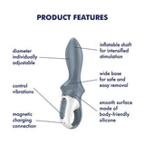 Satisfyer Air Pump Booty 1 - Grey Inflatable Anal Vibrator - Naughty by Nature Adult Store