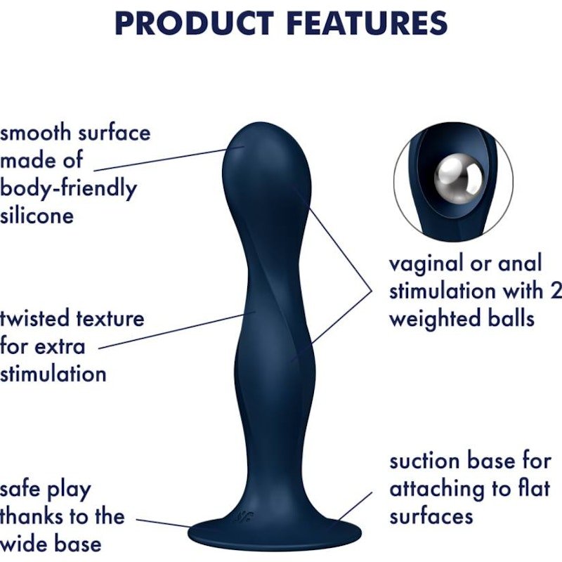 Satisfyer Double Ball - R Dildo Blue - Adult Toys