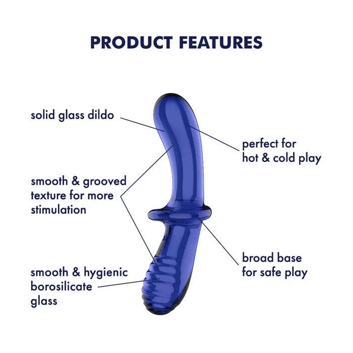 Satisfyer Double Crystal - Blue - GLASS TOYS - PREMIUM
